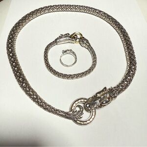 🐉 John Hardy Naga Necklace, Bracelet & Ring Set w/ Bags – Silver & 18K Gold